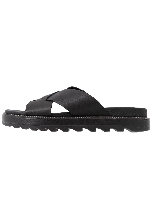 Noir Sorel Belgique Roaming Criss Cross Slide Mules