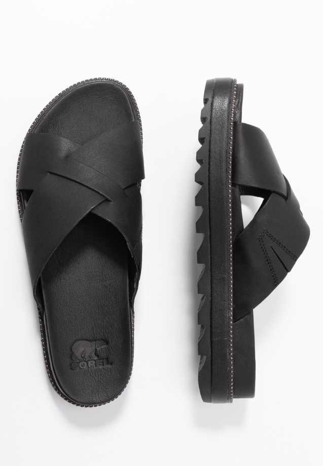 Noir Sorel Belgique Roaming Criss Cross Slide Mules