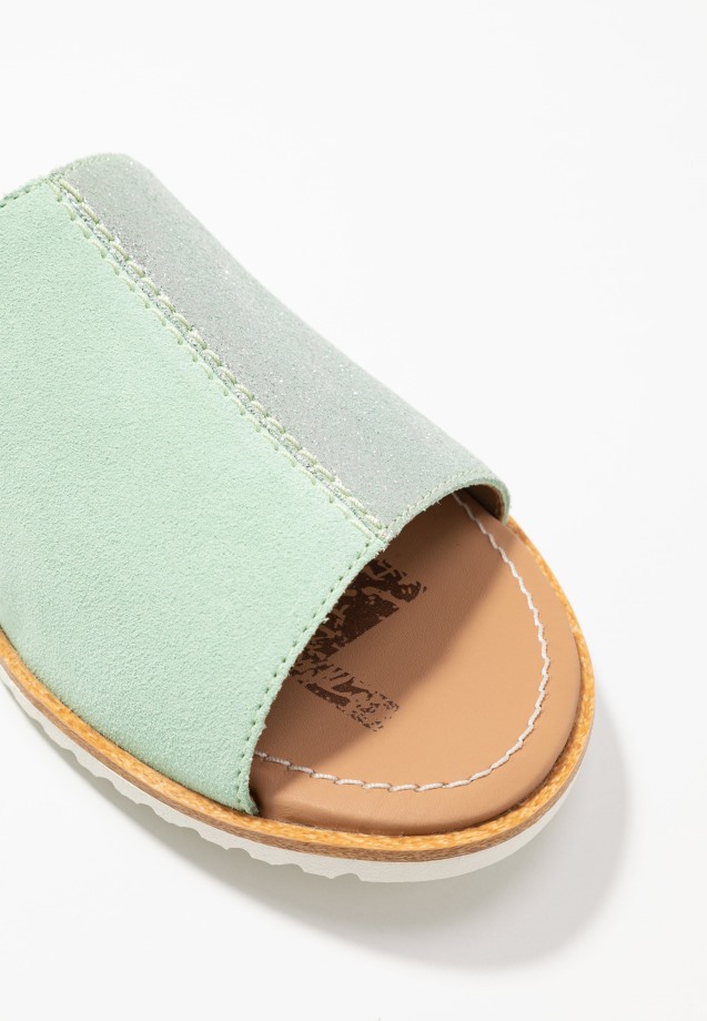Vivid Mint Sorel Belgique Ella Block Slide Mules