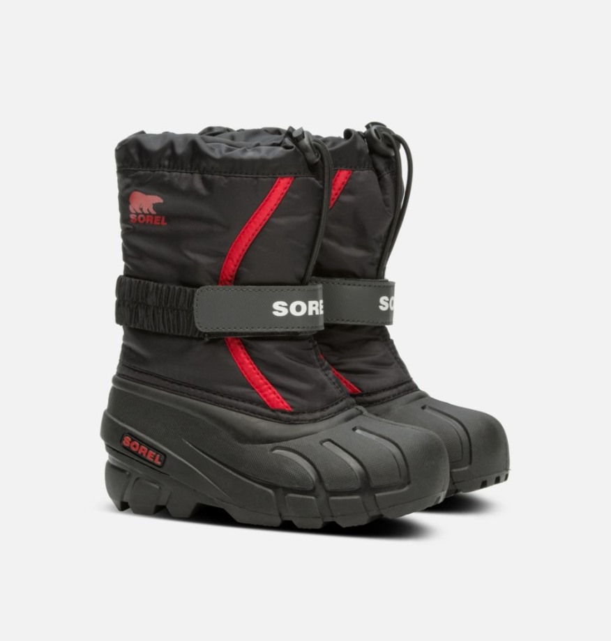 Botte Flurry Enfant Sorel Belgique Noir-rouge Vif