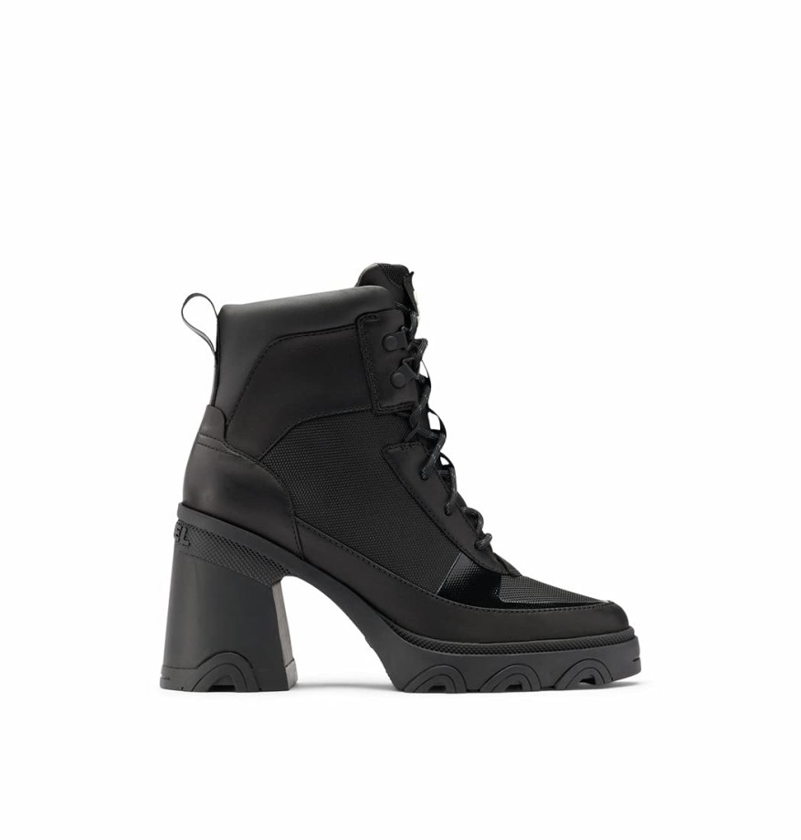 Sorel Belgique Botte De Pluie En Cuir Imperméable à Talon Brex Pour Femmes Noir-craie