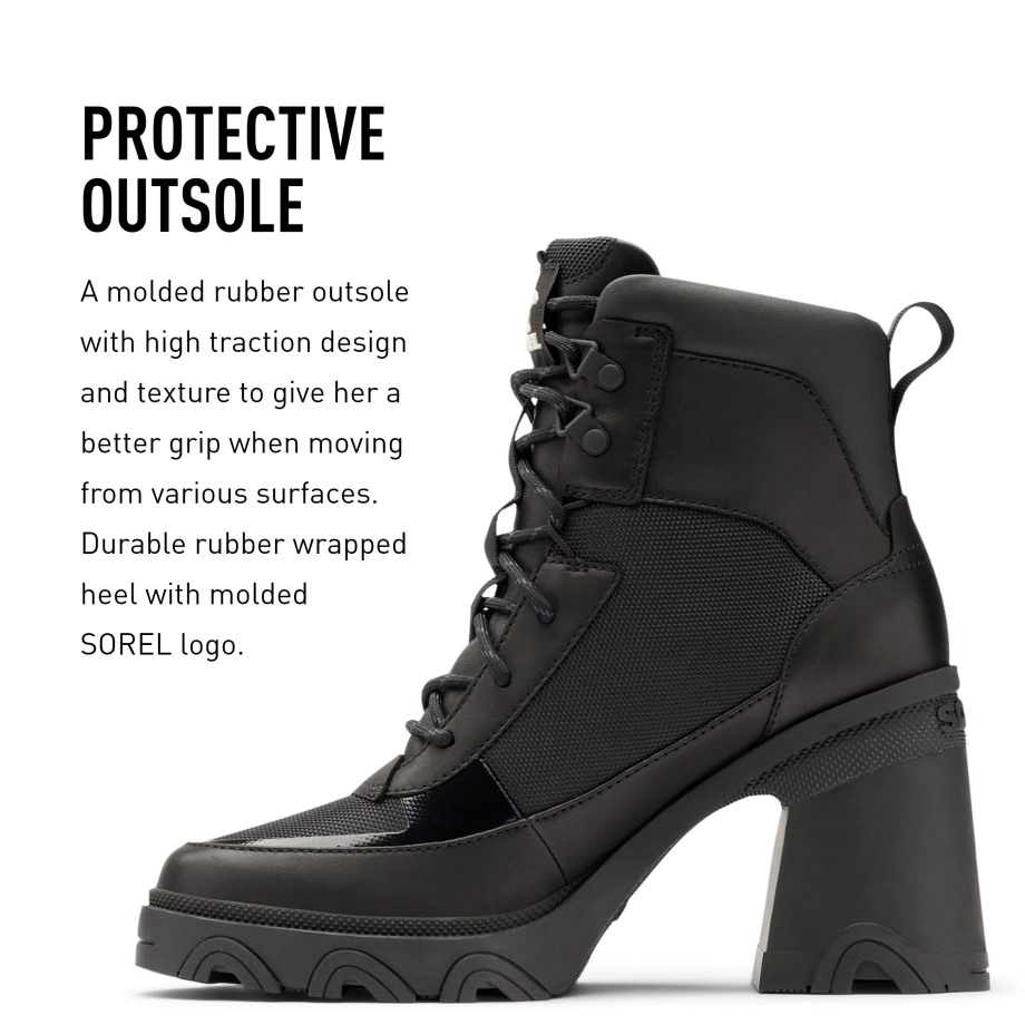 Sorel Belgique Botte De Pluie En Cuir Imperméable à Talon Brex Pour Femmes Noir-craie