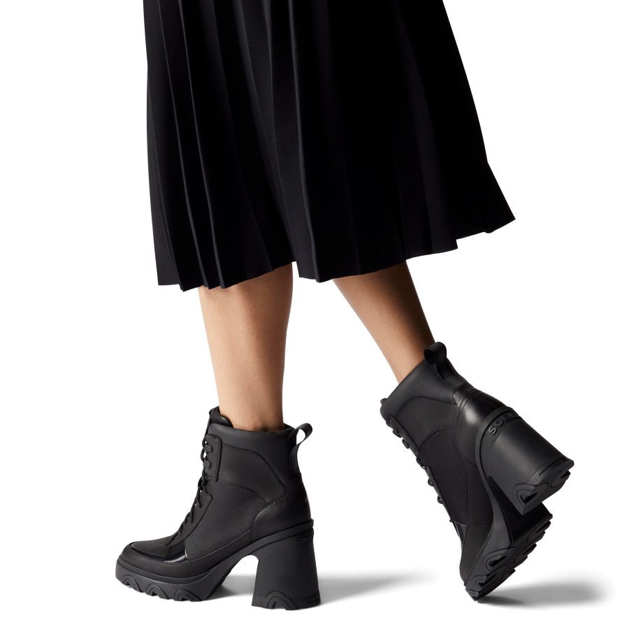 Sorel Belgique Botte De Pluie En Cuir Imperméable à Talon Brex Pour Femmes Noir-craie