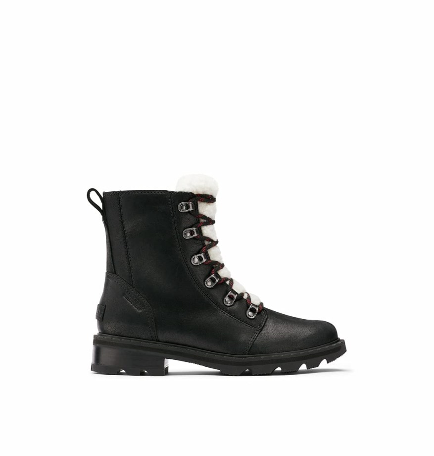 Sorel Belgique Botte De Pluie Lennox Lacet Cuir Imperméable Sorel Bottes Noir Rouge Nocturne