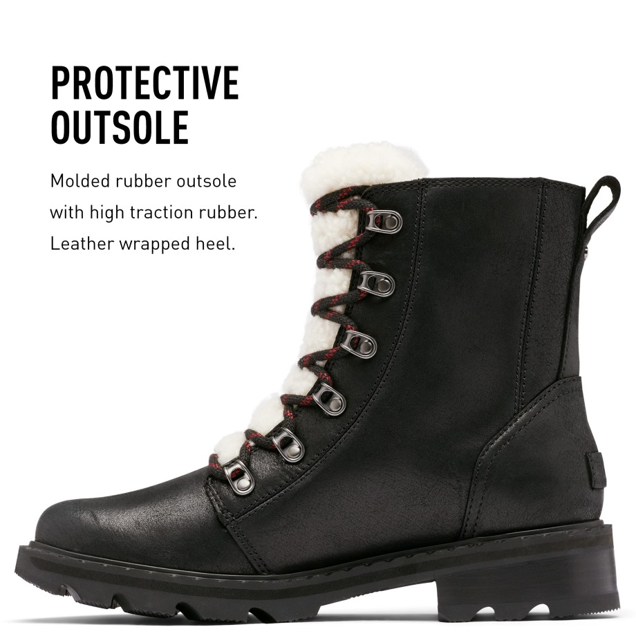 Sorel Belgique Botte De Pluie Lennox Lacet Cuir Imperméable Sorel Bottes Noir Rouge Nocturne