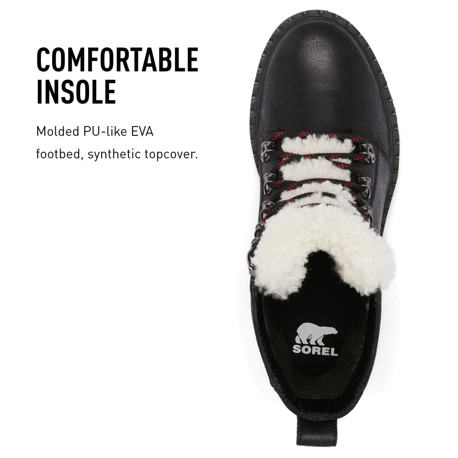 Sorel Belgique Botte De Pluie Lennox Lacet Cuir Imperméable Sorel Bottes Noir Rouge Nocturne