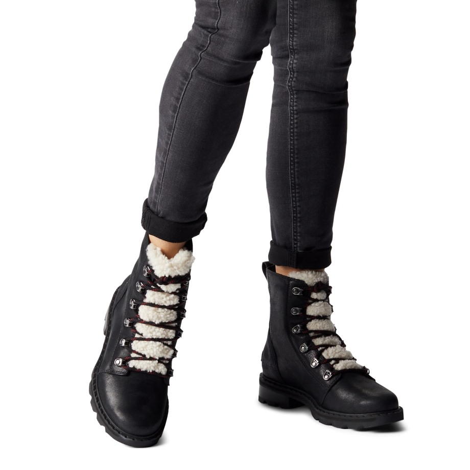 Sorel Belgique Botte De Pluie Lennox Lacet Cuir Imperméable Sorel Bottes Noir Rouge Nocturne