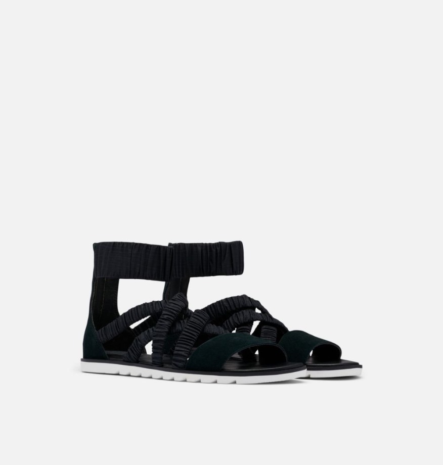 Sorel Belgique Ella Ii Sandales à Bride De Cheville Pour Femmes Black-sea Salt