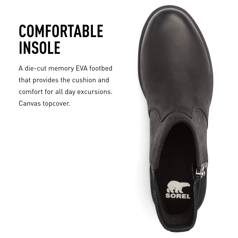 Sorel Belgique Emelie Ii Zip Botte Imperméable Femme Sel De Mer Noir