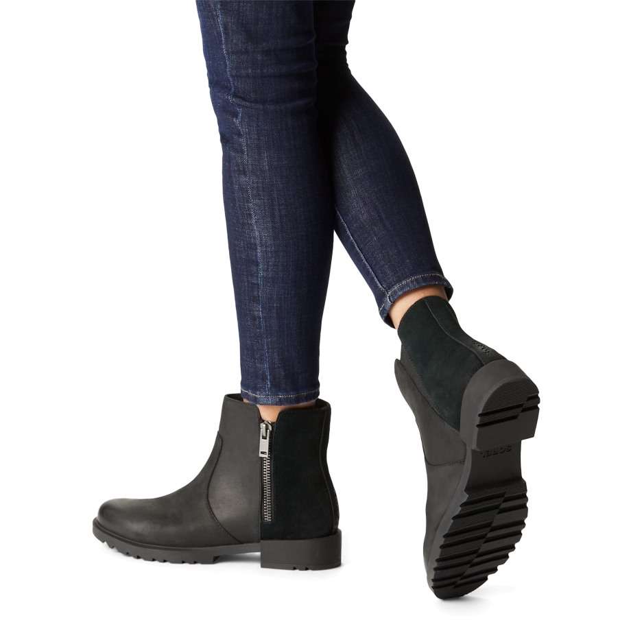 Sorel Belgique Emelie Ii Zip Botte Imperméable Femme Sel De Mer Noir