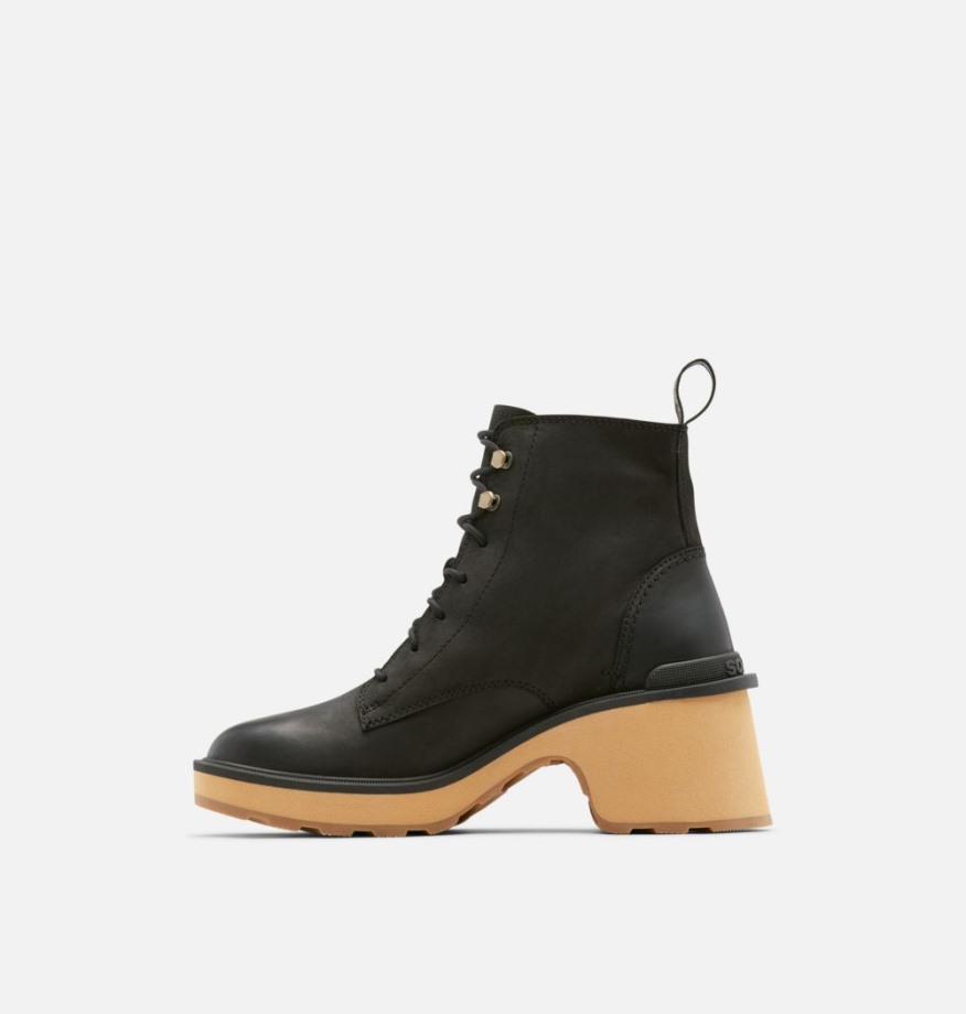 Noir-fauve Buff Sorel Belgique Bottines à Lacets Pour Femmes à Talon Haut