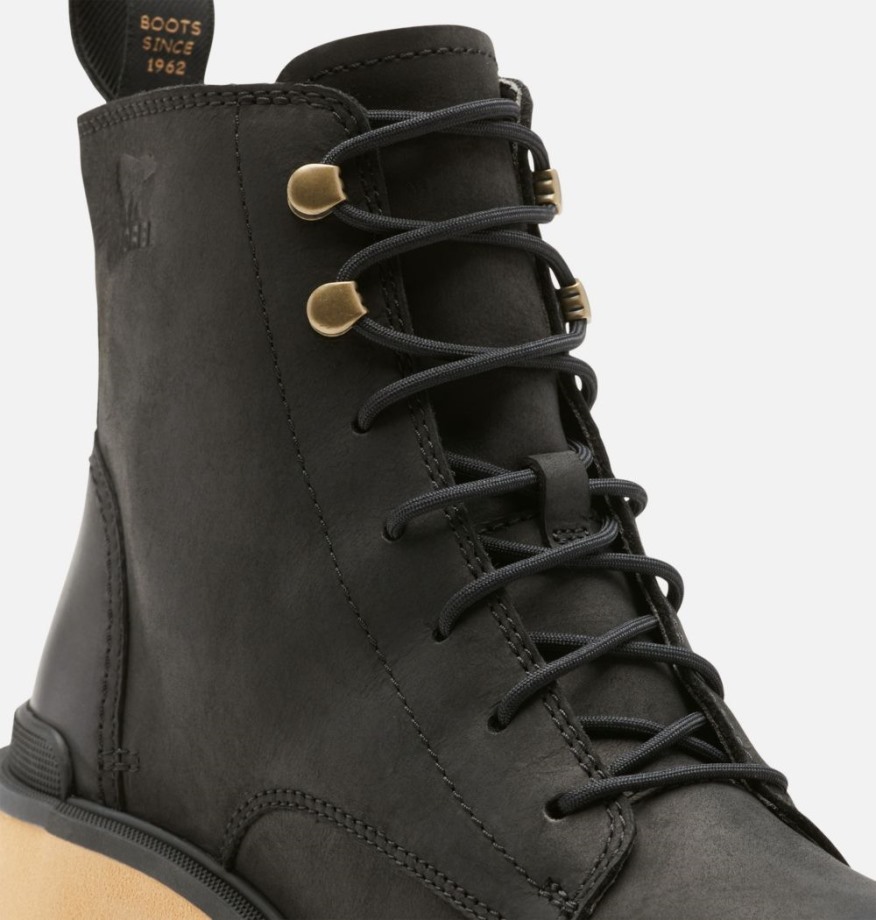 Noir-fauve Buff Sorel Belgique Bottines à Lacets Pour Femmes à Talon Haut