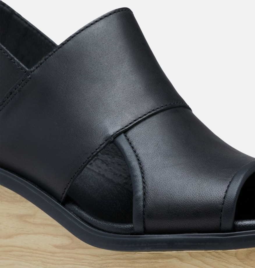 Sorel Belgique Joanie Iii Sandale Compensée à Bride Arrière Pour Femme Noir-blanc