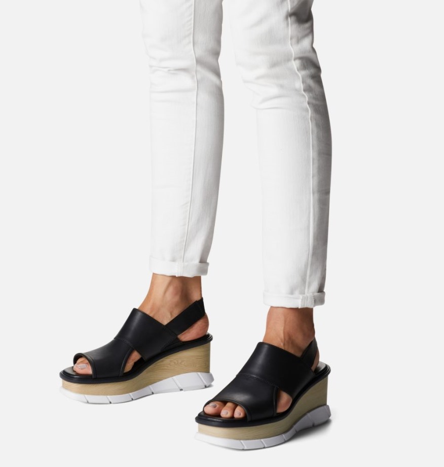 Sorel Belgique Joanie Iii Sandale Compensée à Bride Arrière Pour Femme Noir-blanc