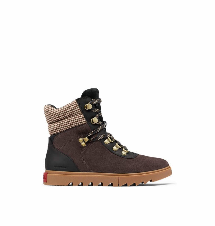 Brun Noirci Noir Sorel Belgique Bottes De Randonnée Femme Joan Of Arctic Next Lite Cuir Imperméable