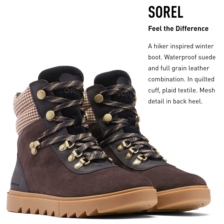 Brun Noirci Noir Sorel Belgique Bottes De Randonnée Femme Joan Of Arctic Next Lite Cuir Imperméable
