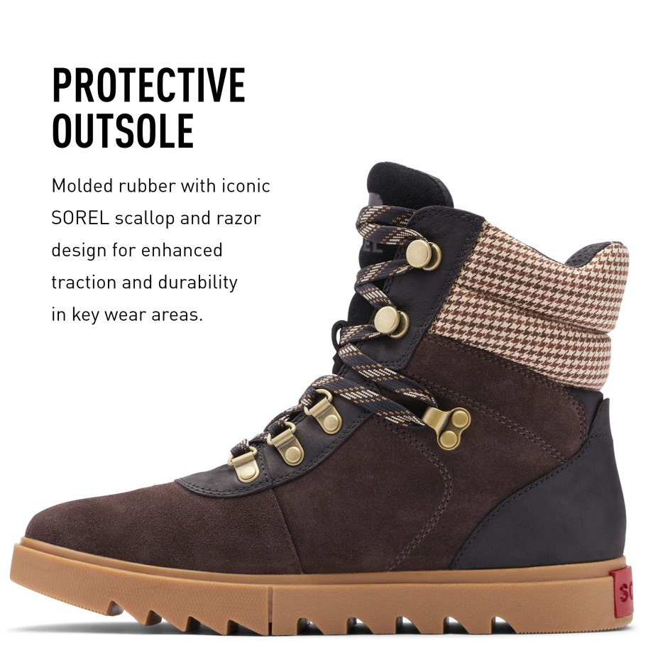 Brun Noirci Noir Sorel Belgique Bottes De Randonnée Femme Joan Of Arctic Next Lite Cuir Imperméable