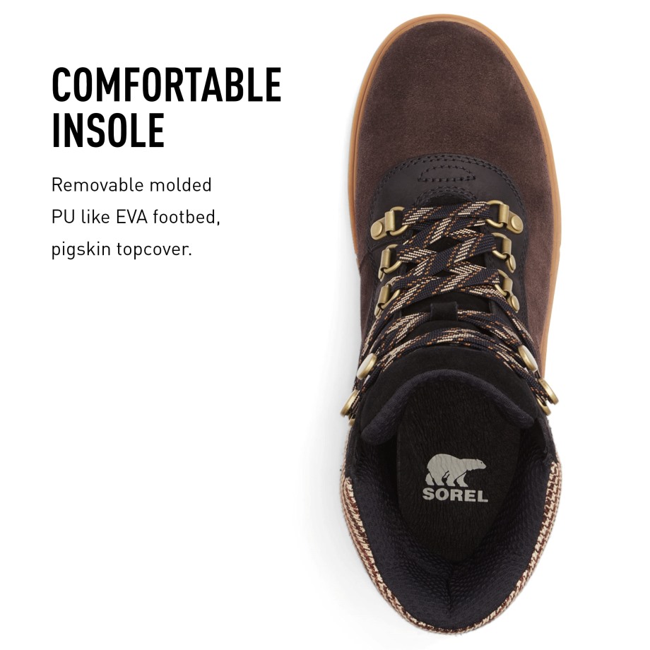 Brun Noirci Noir Sorel Belgique Bottes De Randonnée Femme Joan Of Arctic Next Lite Cuir Imperméable