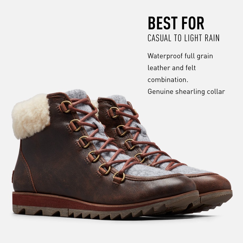 Brun Burro Sorel Belgique Harlow Lace Confortable Botte De Neige Pour Femmes