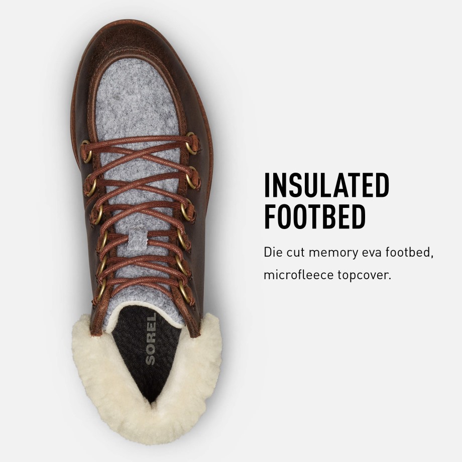 Brun Burro Sorel Belgique Harlow Lace Confortable Botte De Neige Pour Femmes