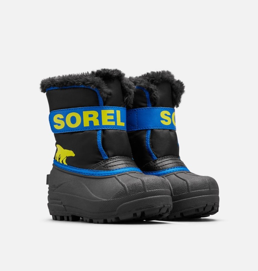 Sorel Belgique Snow Commander Sorel Bottes Enfant Noir-super Bleu