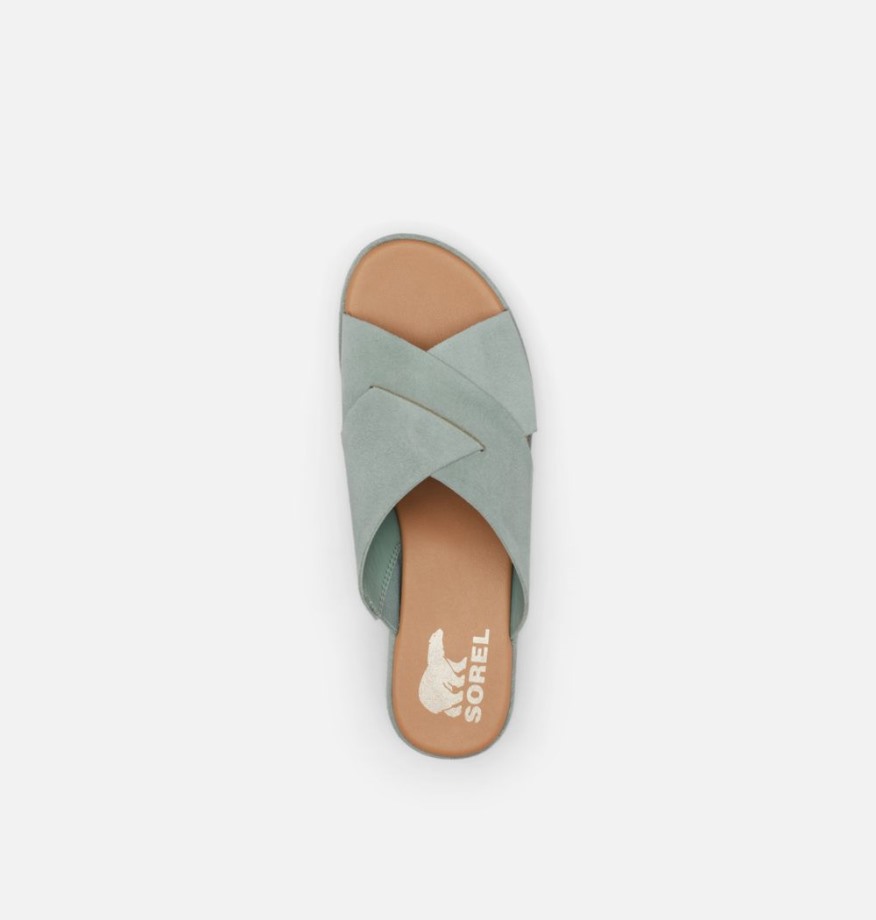 Cameron Flatform Mule Compensée Sandale Sorel Belgique Bleu-sel écrasé