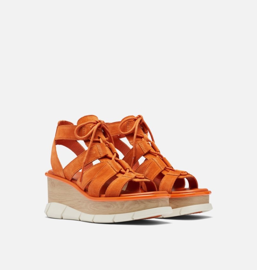 Sorel Belgique Joanie Iii Sandale Compensée En Dentelle Pour Femme Desert Sun-chalk