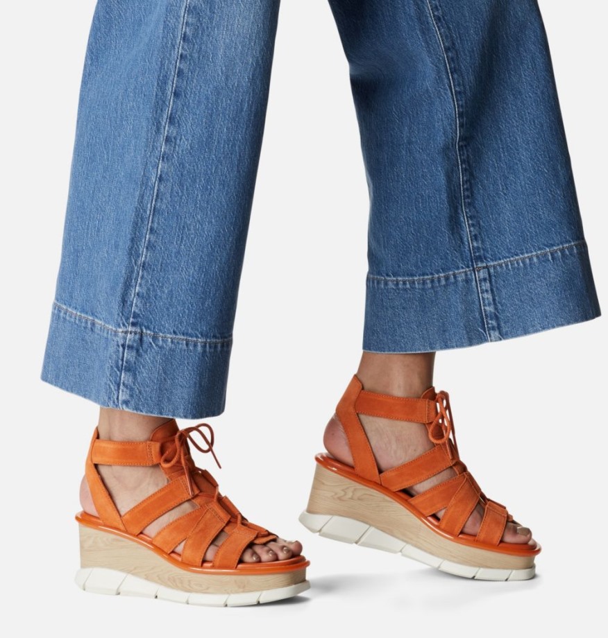 Sorel Belgique Joanie Iii Sandale Compensée En Dentelle Pour Femme Desert Sun-chalk