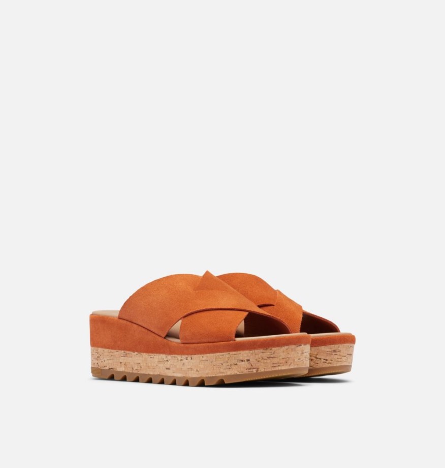 Sorel Belgique Cameron Flatform Mule Sandale Compensée Desert Sun-gum 17
