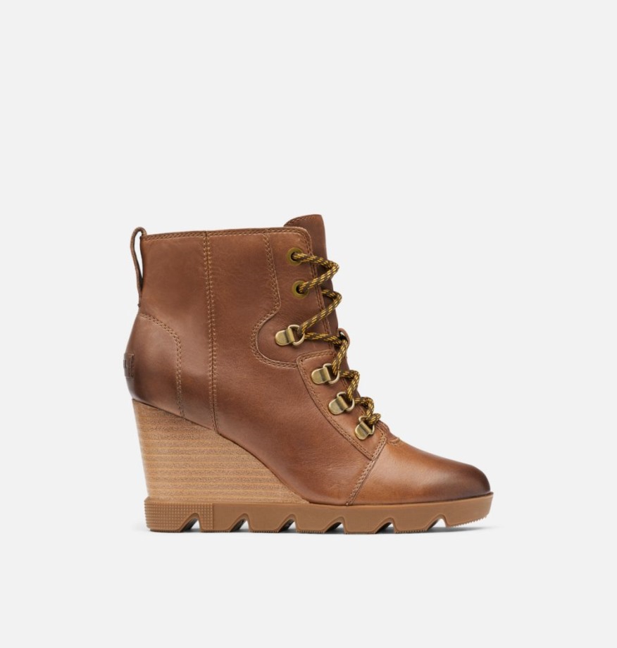 Cuir-gomme Noisette 10 Sorel Belgique Joan Uptown Bottines à Lacets Pour Femmes