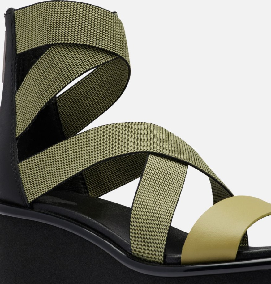 Sorel Belgique Joanie Iii Sport Strap Wedge Sandal Olive Shade-black