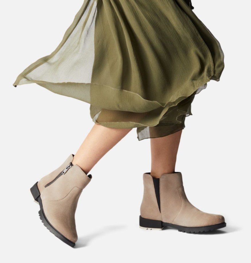 Omega Taupe-noir Sorel Belgique Emelie Ii Zip Bootie Femme