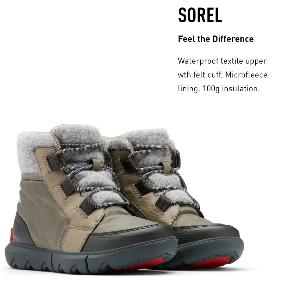 Sage Dark Stone Sorel Belgique Femmes Hiver Sorel Bottes Explorer Ii Carnaval Feutre Wp