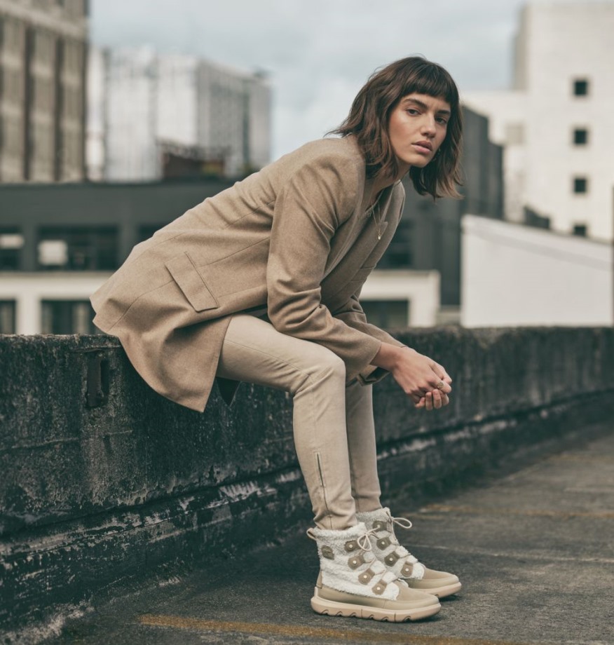 Sorel Belgique Women's Explorer Ii Joan Shearling Botte D'hiver Ancien Fossile-sel De Mer