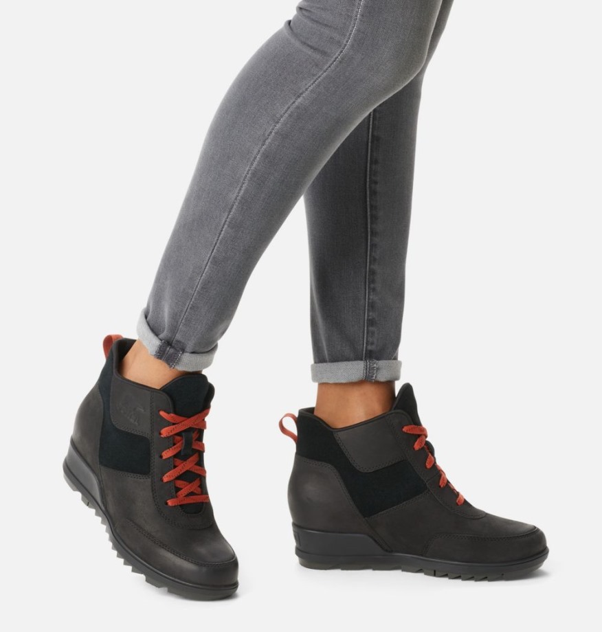 Sorel Belgique Black-jet Evie Sport Bottillons à Lacets Pour Femmes