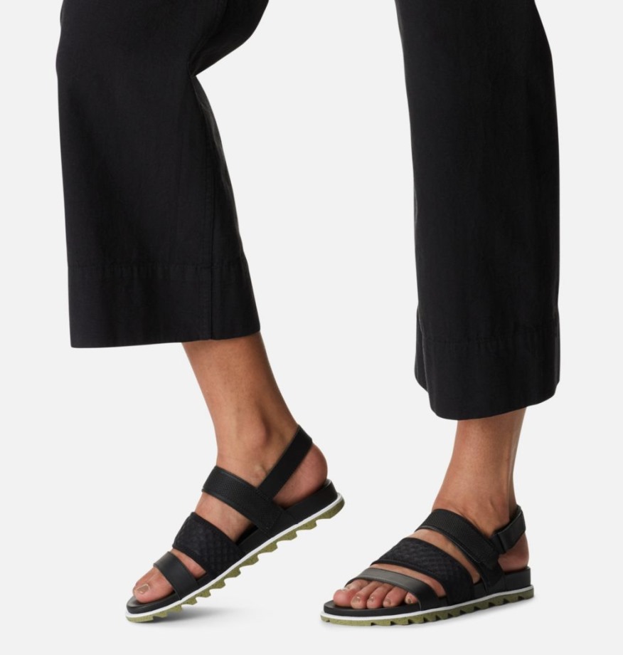 Sorel Belgique Sandale Plate Roaming Decon à Bride Arrière Pour Femmes Teinte Olive Noire