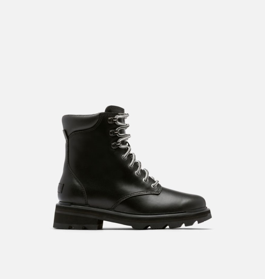 Sorel Belgique Botte En Cuir Imperméable Lennox Lace Stkd Pour Femmes Black-sea Salt