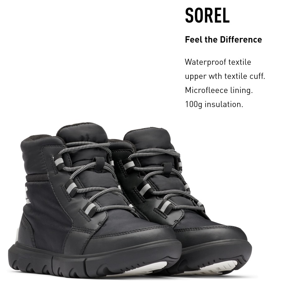 Sorel Belgique Noir Femme Hiver Sorel Bottes Explorer Ii Carnaval Sport Wp