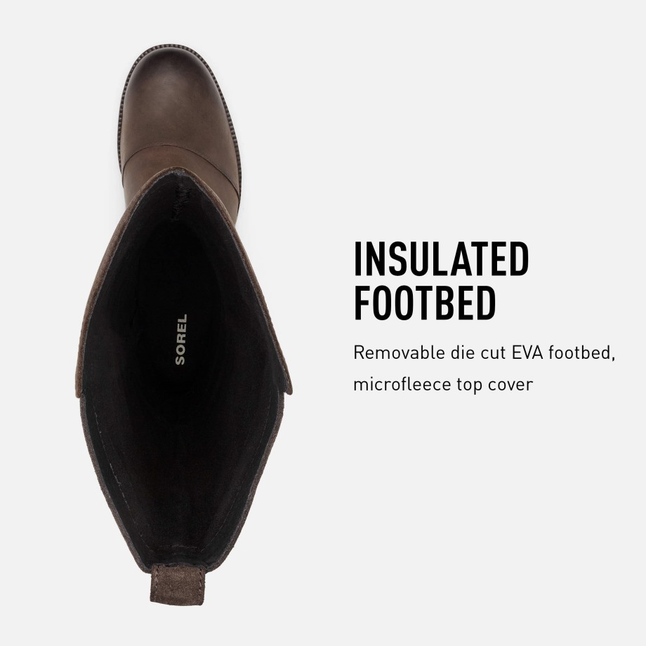 Sorel Belgique Marron Noirci Cate Bottes Hautes Imperméables à Talons Empilés Pour Femmes Sorel Bottes