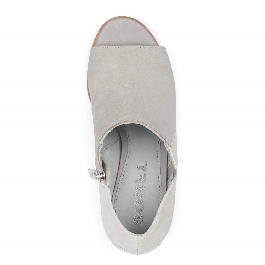 Sorel Belgique Dove Nadia Bottine Femme Cuir Bout Ouvert Bottine Avec Bloc