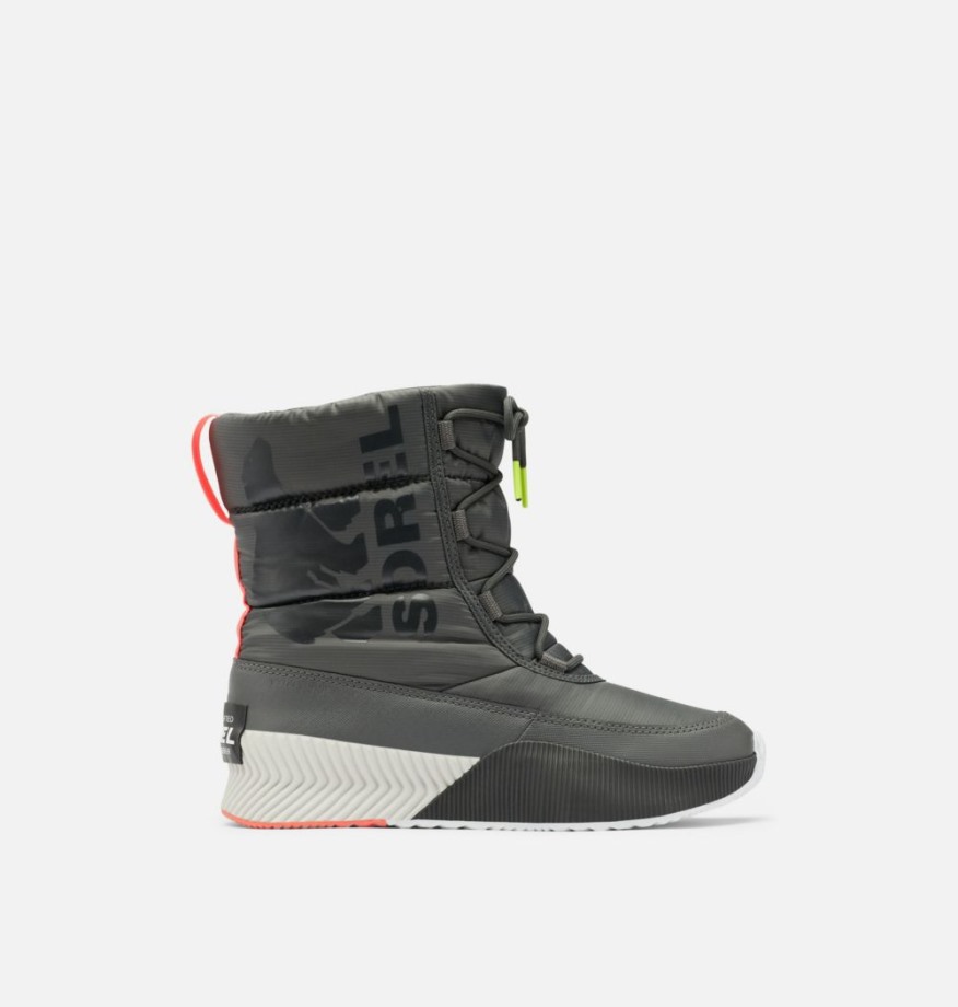 Sorel Belgique Bottines à Lacets Gonflées Out 'n About Iii Pour Femmes Grill-white