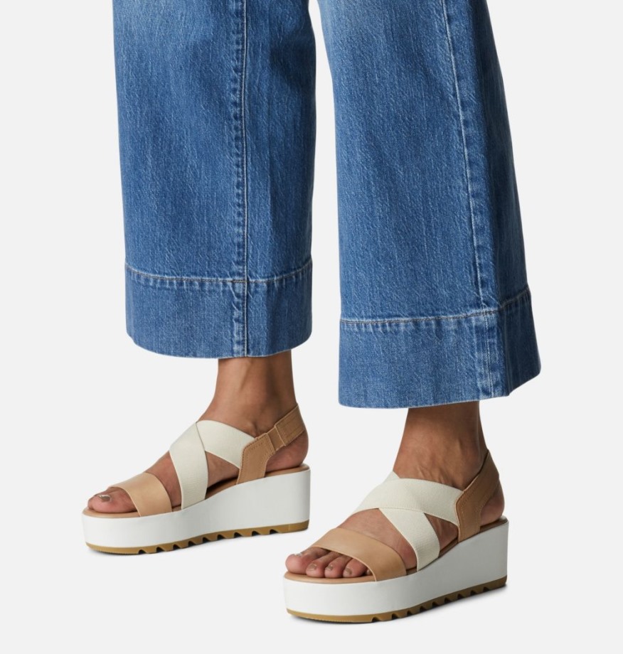 Honest Beige Craie Sorel Belgique Cameron Sandales Compensées à Plateforme Pour Femmes