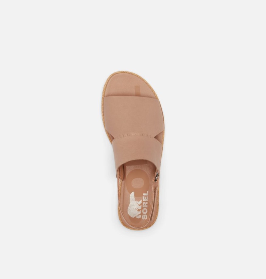 Honest Beige-sea Salt Sorel Belgique Sandale à Bride Arrière Ella Ii Pour Femmes