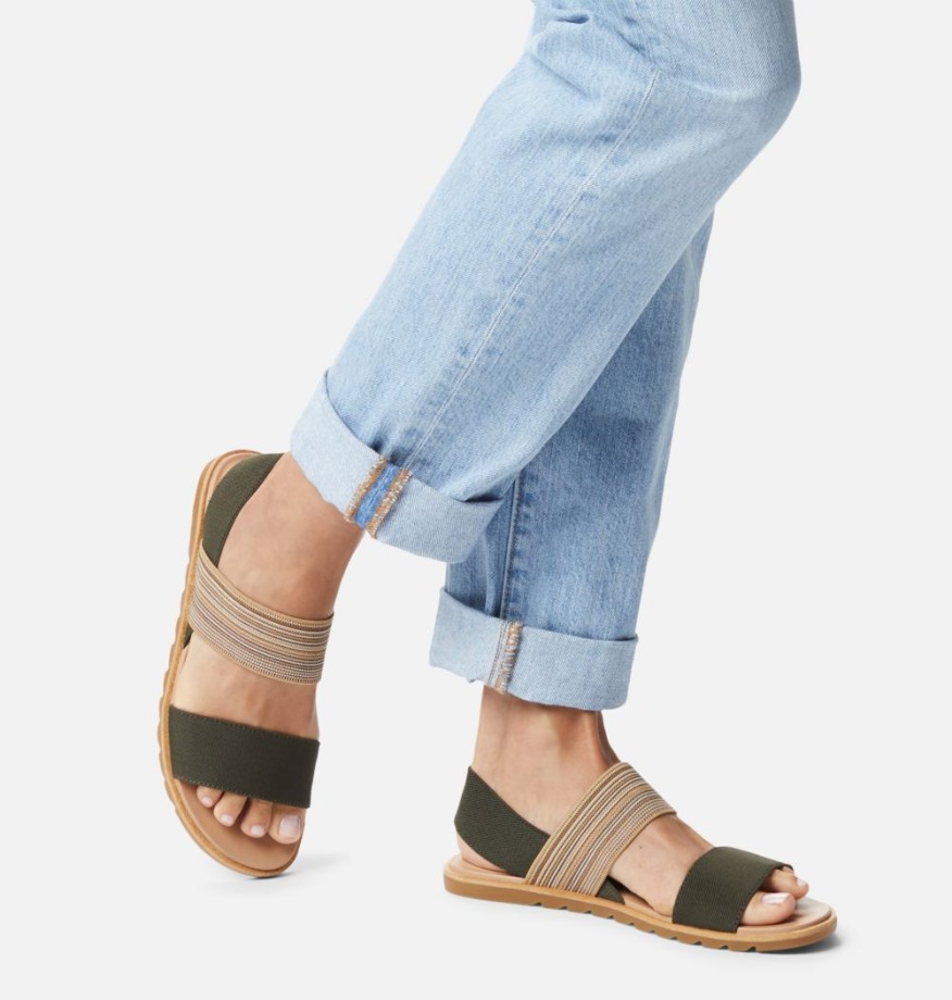 Sandale à Deux Lanières Ella Ii Pour Femme Vert Olive-gum Sorel Belgique