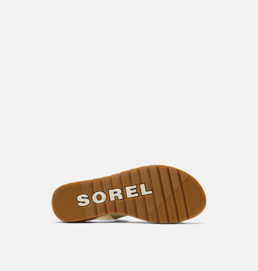 Sorel Belgique Ella Ii Sandale Plate Pour Femme Olive Shade-chalk