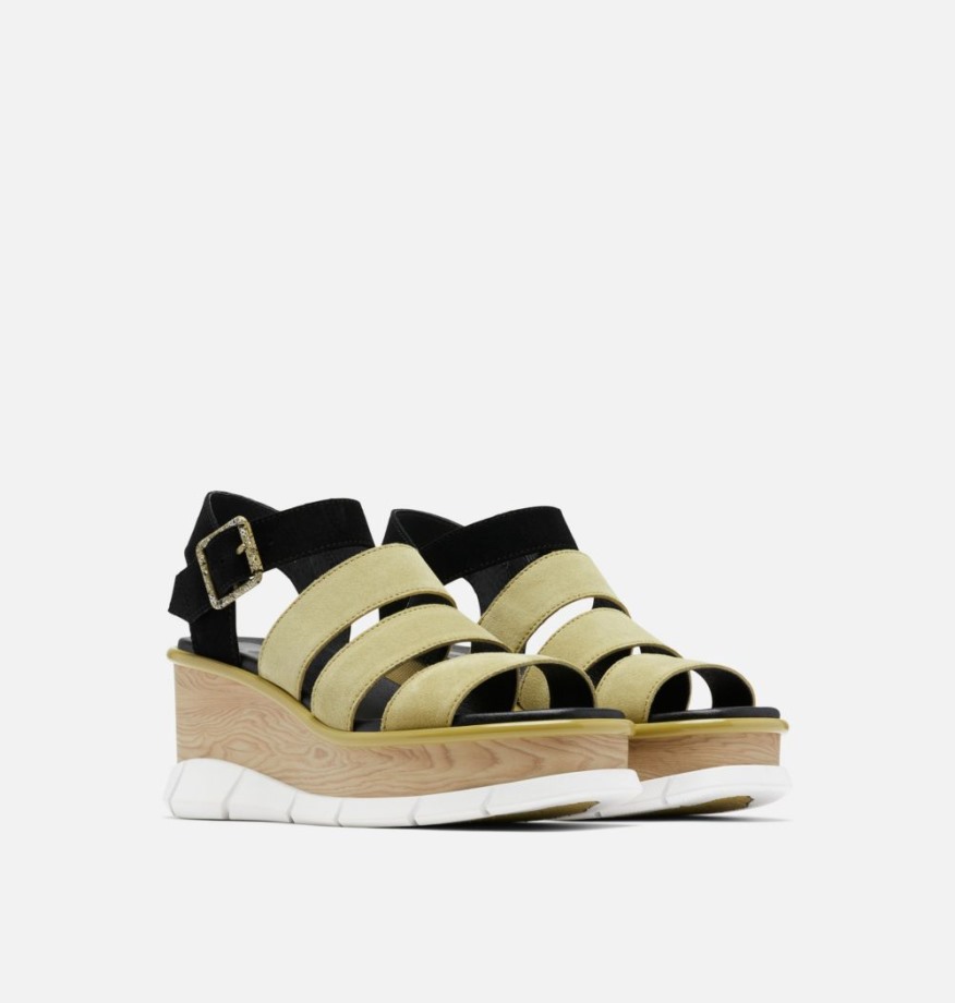 Sorel Belgique Joanie Iii Sandale Compensée à Bride Cheville Pour Femmes Olive Shade-white