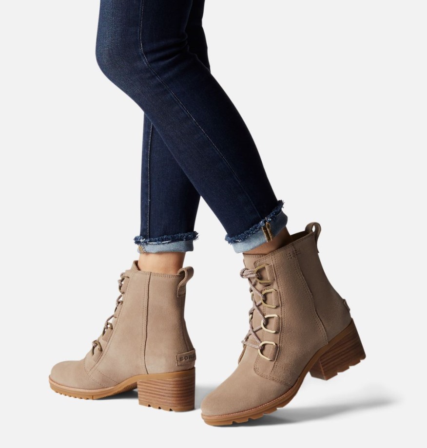 Sorel Belgique Omega Taupe-poussière De Rose Bottillon Cate Dentelle Femme