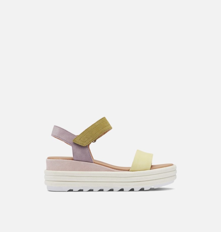 Sandale Compensée à Plate-forme Cameron Jaune Craie Sorel Belgique Tranquille Pour Femmes