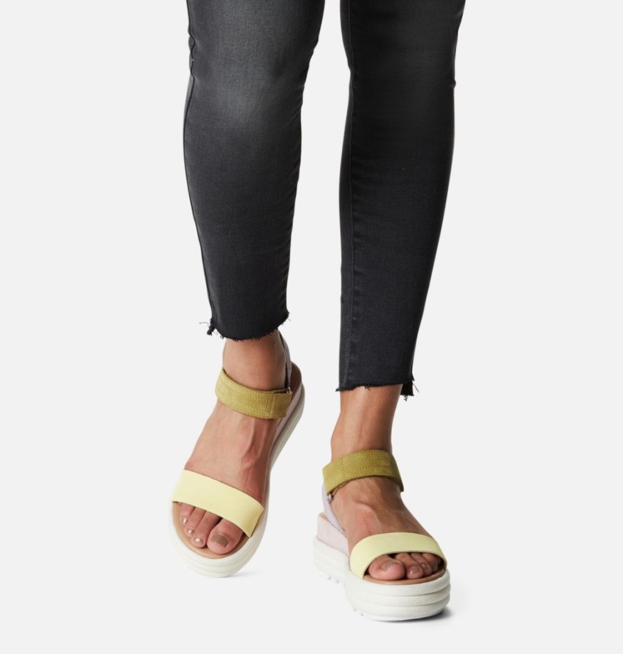 Sandale Compensée à Plate-forme Cameron Jaune Craie Sorel Belgique Tranquille Pour Femmes