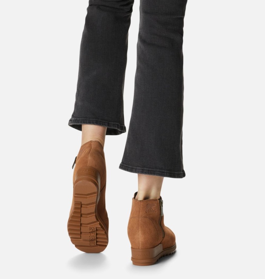 Sorel Belgique Evie Bottillon Compensé Zip Femme Velours Beige